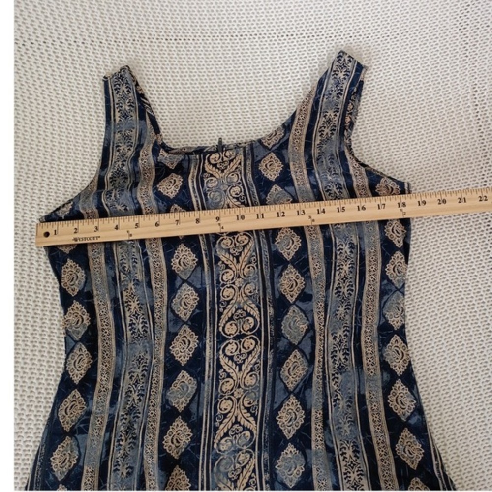 Marks & Spencer Vintage Maxi Dress Blue Paisley Boho Effortless Sleeveless M - Picture 9 of 16